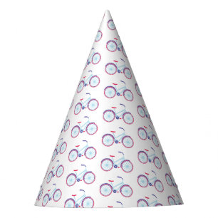 Retro Bicycle in Blue and Red Party Hat