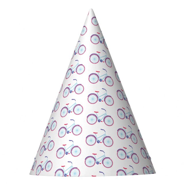 Retro Bicycle in Blue and Red Party Hat (Front)