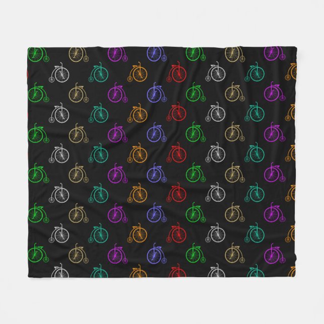 Retro Bicycle Pattern Fleece Blanket (Front (Horizontal))