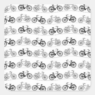 Retro Bicycle Pattern Square Sticker