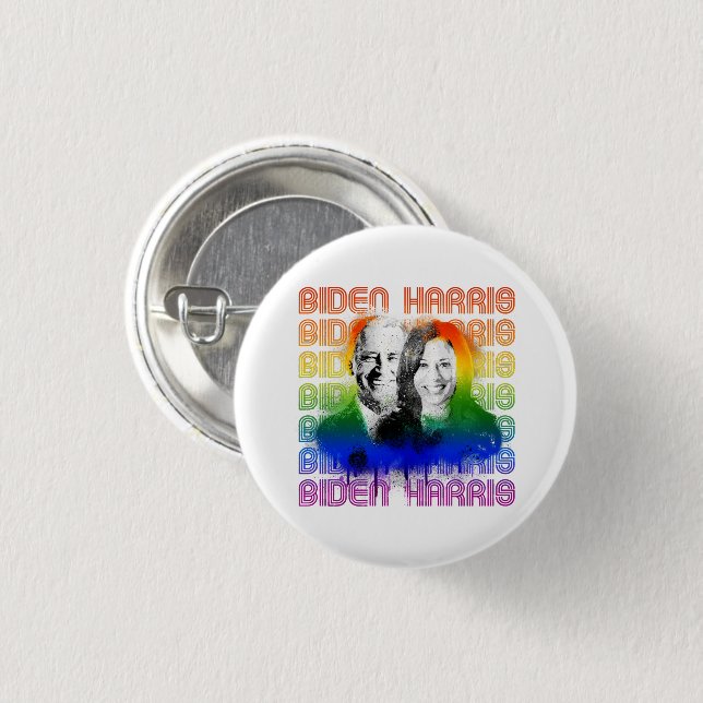 Retro Biden Harris Pride 3 Cm Round Badge (Front & Back)