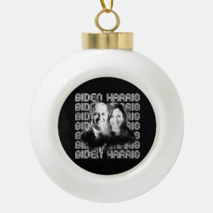 Retro Biden Harris Pride Ceramic Ball Christmas Ornament