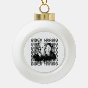 Retro Biden Harris Pride Ceramic Ball Christmas Ornament