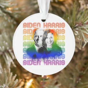 Retro Biden Harris Pride Ornament