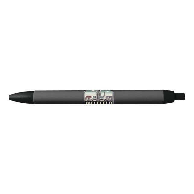 Retro Bielefeld Skyline  Black Ink Pen (Front)