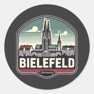 Retro Bielefeld Skyline Classic Round Sticker