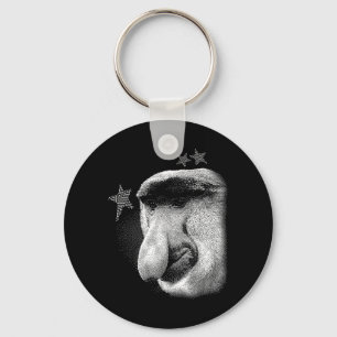 Retro Big Nose Monkey Meme Starry Proboscis Lover Key Ring