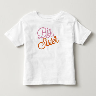 Retro Big Sister Colourful Pink Toddler T-Shirt