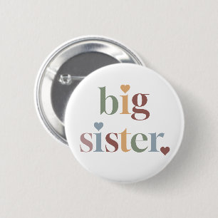 Retro Big Sister Girl Green 6 Cm Round Badge