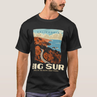 Retro Big Sur California Coast WPA Style Vintage T-Shirt