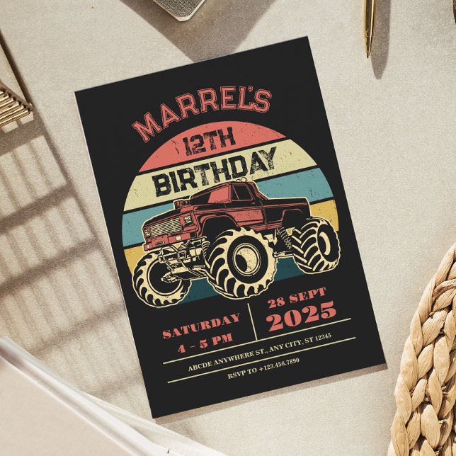 Retro big truck birthday invitation (Creator Uploaded)