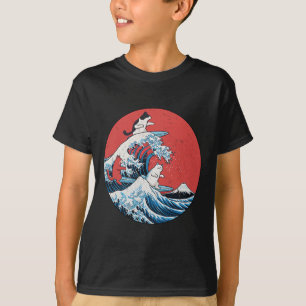 Retro Big Wave Cats Funny Surfing Cats Japanese Ar T-Shirt