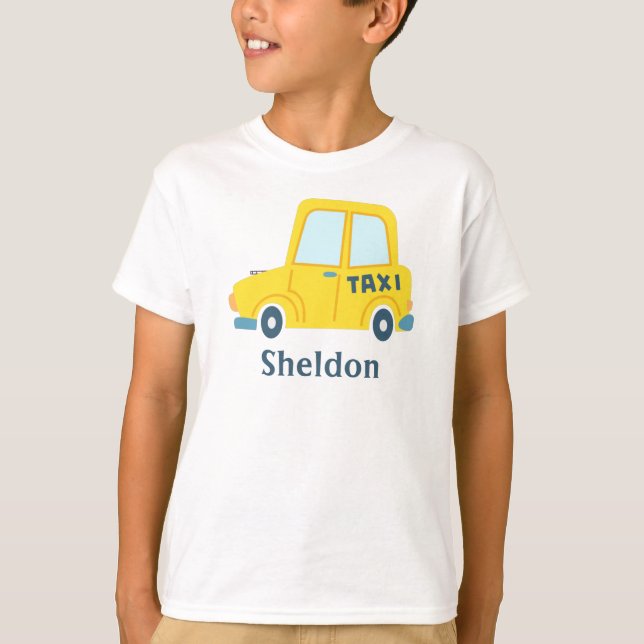 Retro big yellow taxi cab personalise  T-Shirt (Front)
