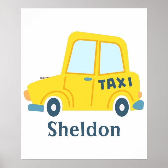 Retro big yellow taxi cab personalised poster (Front)