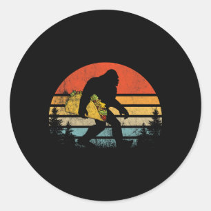 Retro Bigfoot Carrying Taco Funny Cinco De Mayo Sa Classic Round Sticker