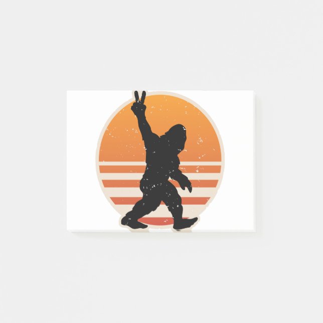 Retro Bigfoot Peace Sign Post-it Notes (Front)