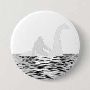 Retro Bigfoot Riding The Loch Ness Round 7.5 Cm Round Badge