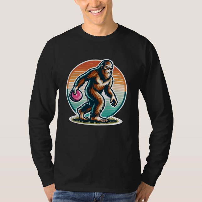 Retro Bigfoot Sasquatch Disc Golf T-Shirt (Front)