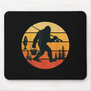 Retro Bigfoot Sasquatch Fishing Funny Gifts Dad Me Mouse Mat