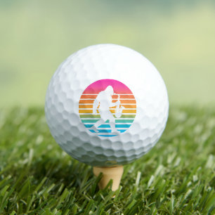 Retro Bigfoot Saxophone Sunset Design Golf Balls
