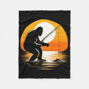 Retro Bigfoot Silhouette Sasquatch Hide And Seek F Fleece Blanket