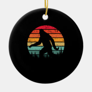 Retro Bigfoot Silhouette Sun Believe! Original 80' Ceramic Tree Decoration