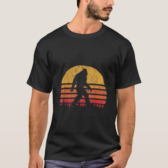 Retro Bigfoot Silhouette Sun Believe Original 80s T-Shirt (Front)