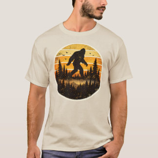 Retro Bigfoot Sunset Silhouette Vintage Sasquatch  T-Shirt