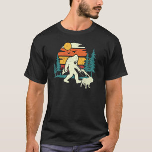 Retro Bigfoot Walking English Bulldog Dog Walker S T-Shirt