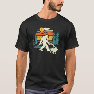 Retro Bigfoot Walking English Bulldog Dog Walker S T-Shirt