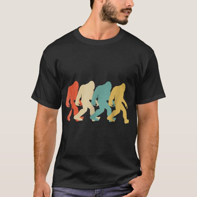 Retro Bigfoot Walking Silhouette Design T-Shirt (Front)