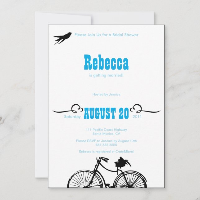 Retro Bike Bridal Shower Invitation (Front)