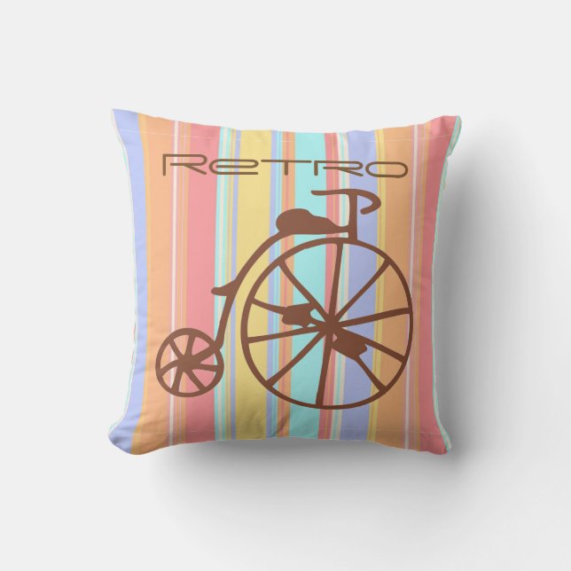Retro Bike Polyester Throw Pillow 16" x 16" (Front)