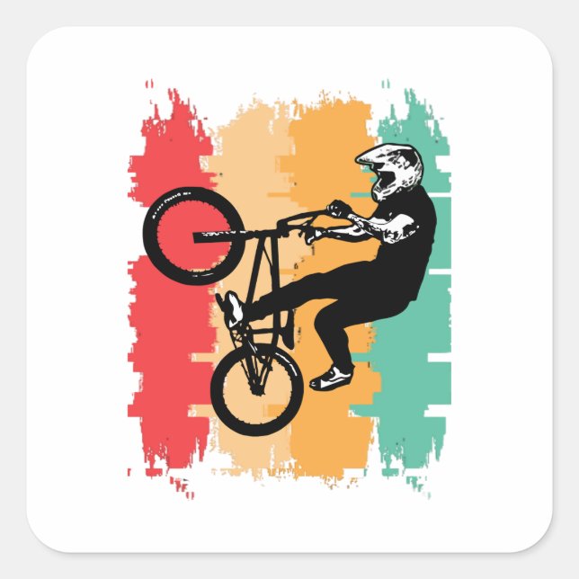 Retro Bike Square Sticker (Front)