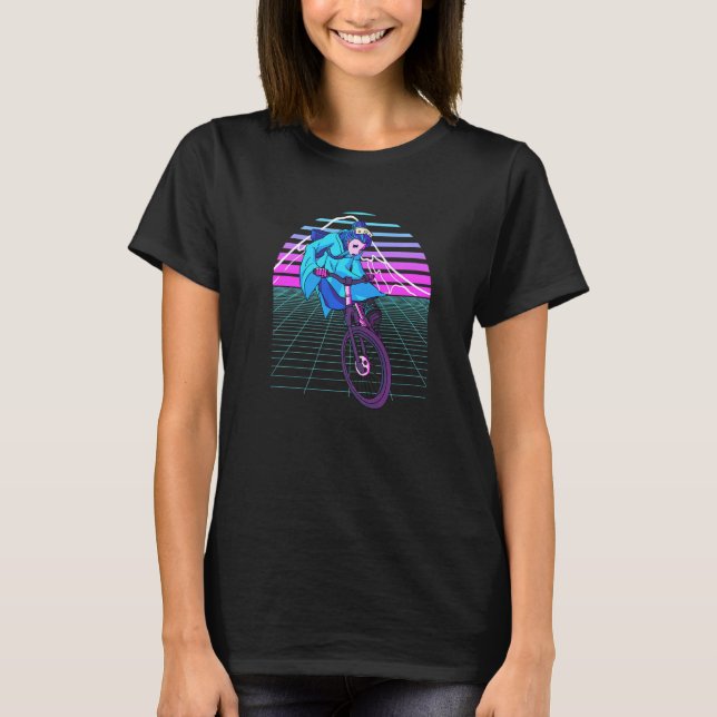Retro Biker Girl Geisha Mountain Bike Mtb T-Shirt (Front)