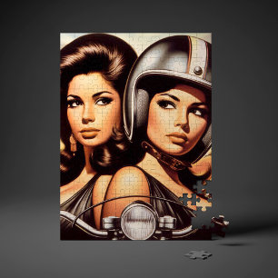 Retro Biker Girls Jigsaw Puzzle