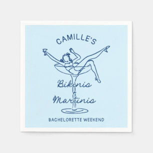 Retro Bikinis and Martinis Bachelorette Weekend Napkin