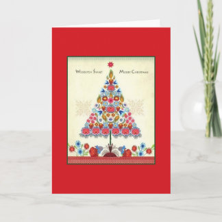 Retro Bilingual Polish American Christmas Card