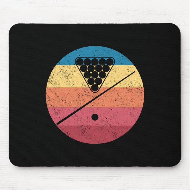 Retro Billiards Cue Stick Pool Table Snooker Pyram Mouse Mat (Front)