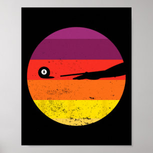 Retro Billiards Silhouette Pool Table Snooker Pyra Poster