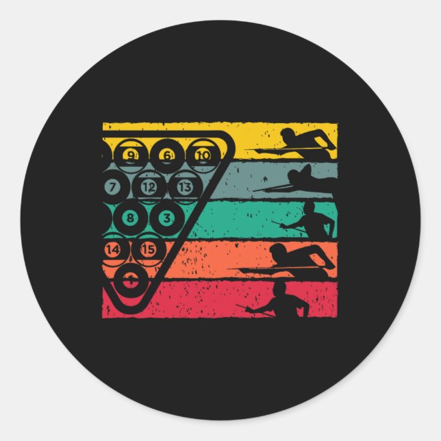 Retro Billiards Sport  Classic Round Sticker (Front)