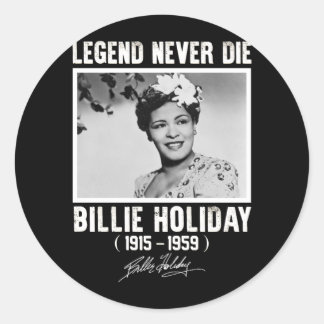 Retro Billie Holiday Signature Legends Never Die Classic Round Sticker