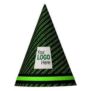 Retro Binary Code Green on Black Programmer's Party Hat