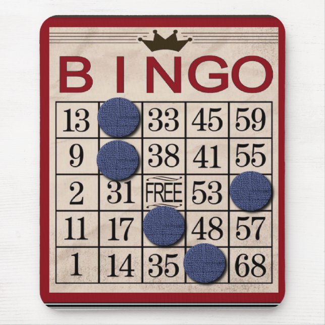 Retro Bingo Card Funny Mouse Mat (Front)