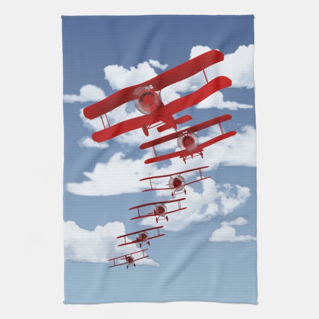 Retro Biplane Tea Towel (Vertical)