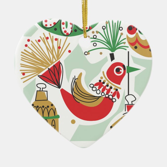Retro Bird Christmas Ornament (Front)