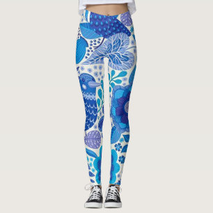 Retro Birds And Flowers Pattern Leggings