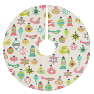 Retro Birds and Ornaments Tree Skirt