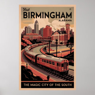 Retro Birmingham, Alabama Travel Poster 