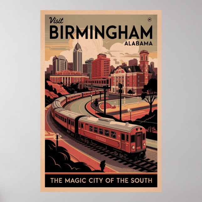 Retro Birmingham, Alabama Travel Poster  (Front)